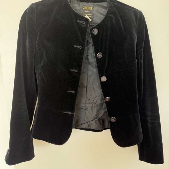 Celine Classic Black Velvet Blazer - Picture 2 of 6